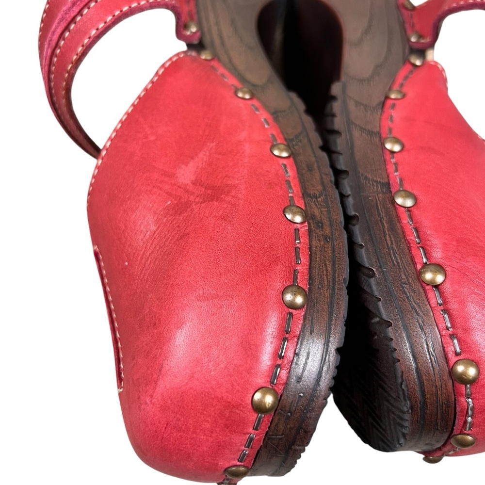 Sanita Clare Women's Mary Jane Clog in‎ Red Leather adjustable Clog 43 - Picture 6 of 9